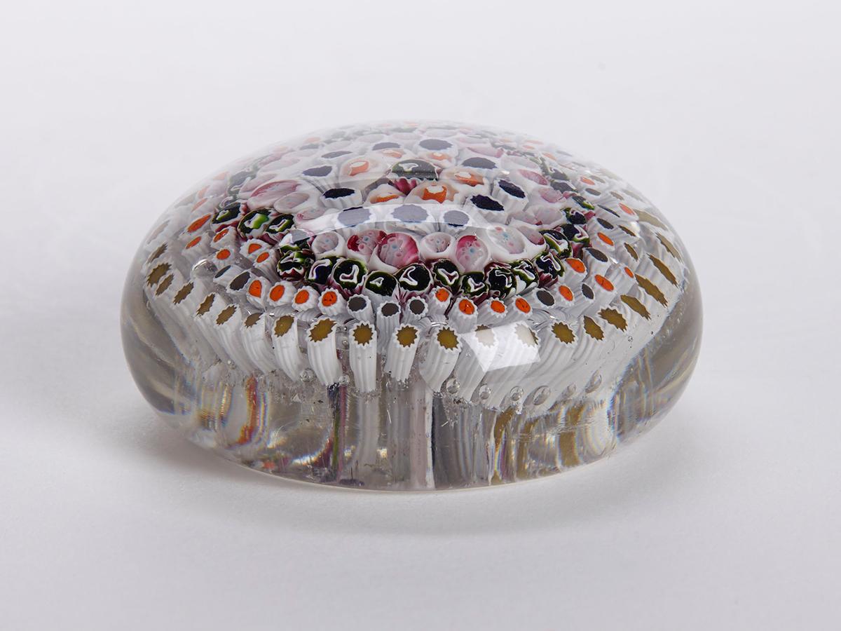 19th Century English Attributed Antique Concentric Cane Design Glass Paperweight  For Sale