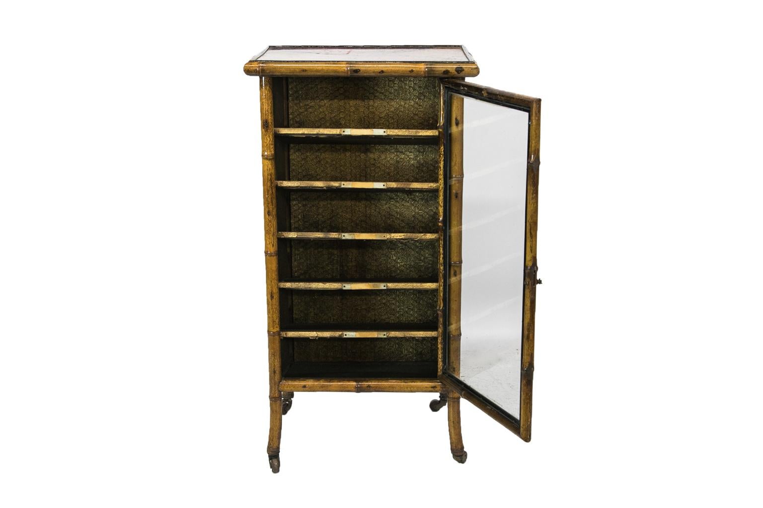 English Bamboo and Lacquer Music Cabinet 2