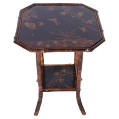 English Bamboo and Lacquer Table or Stand