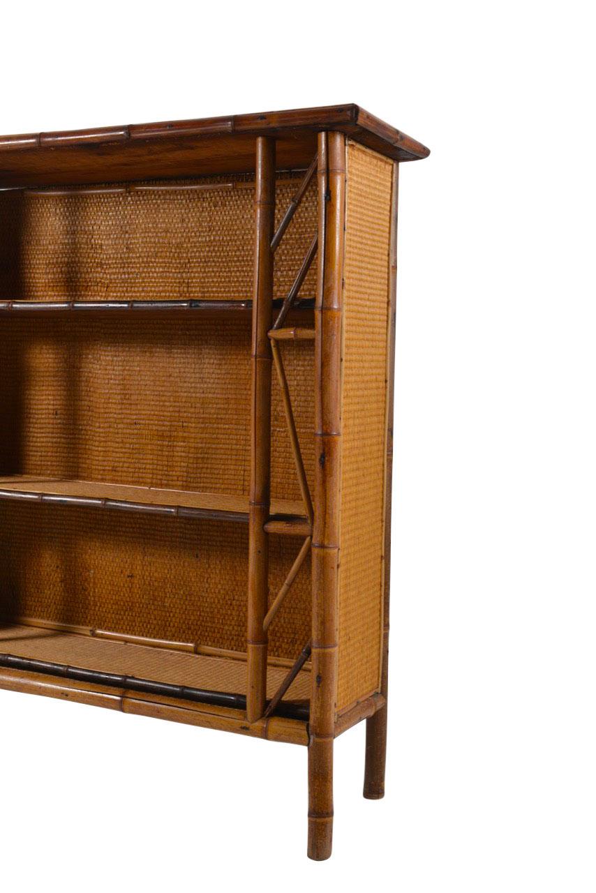 British English Bamboo and Straw Bookcase, circa 1910 For Sale