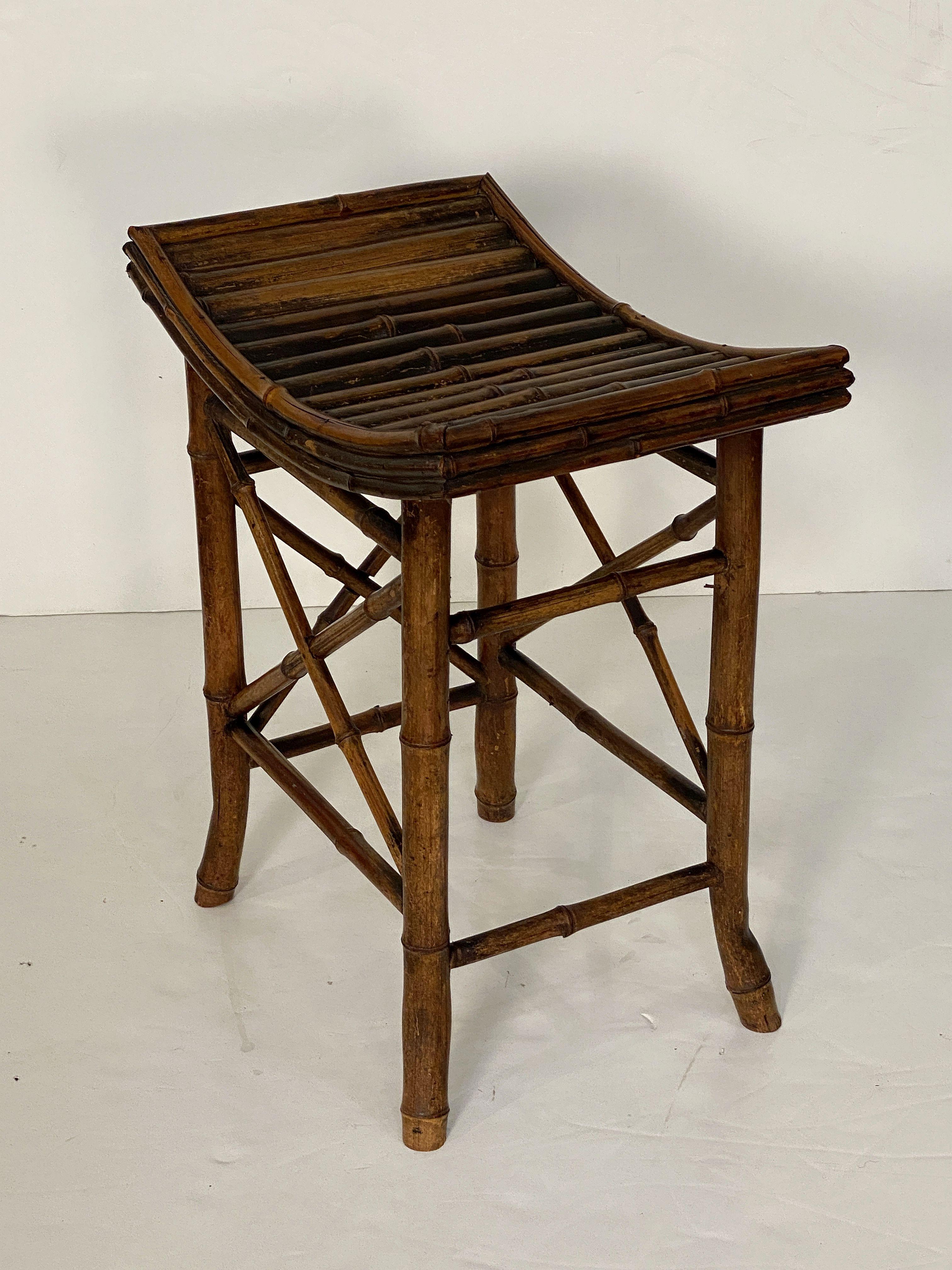 English Bamboo Bench or Stool with Saddle Seat from the Aesthetic Movement Era For Sale 1