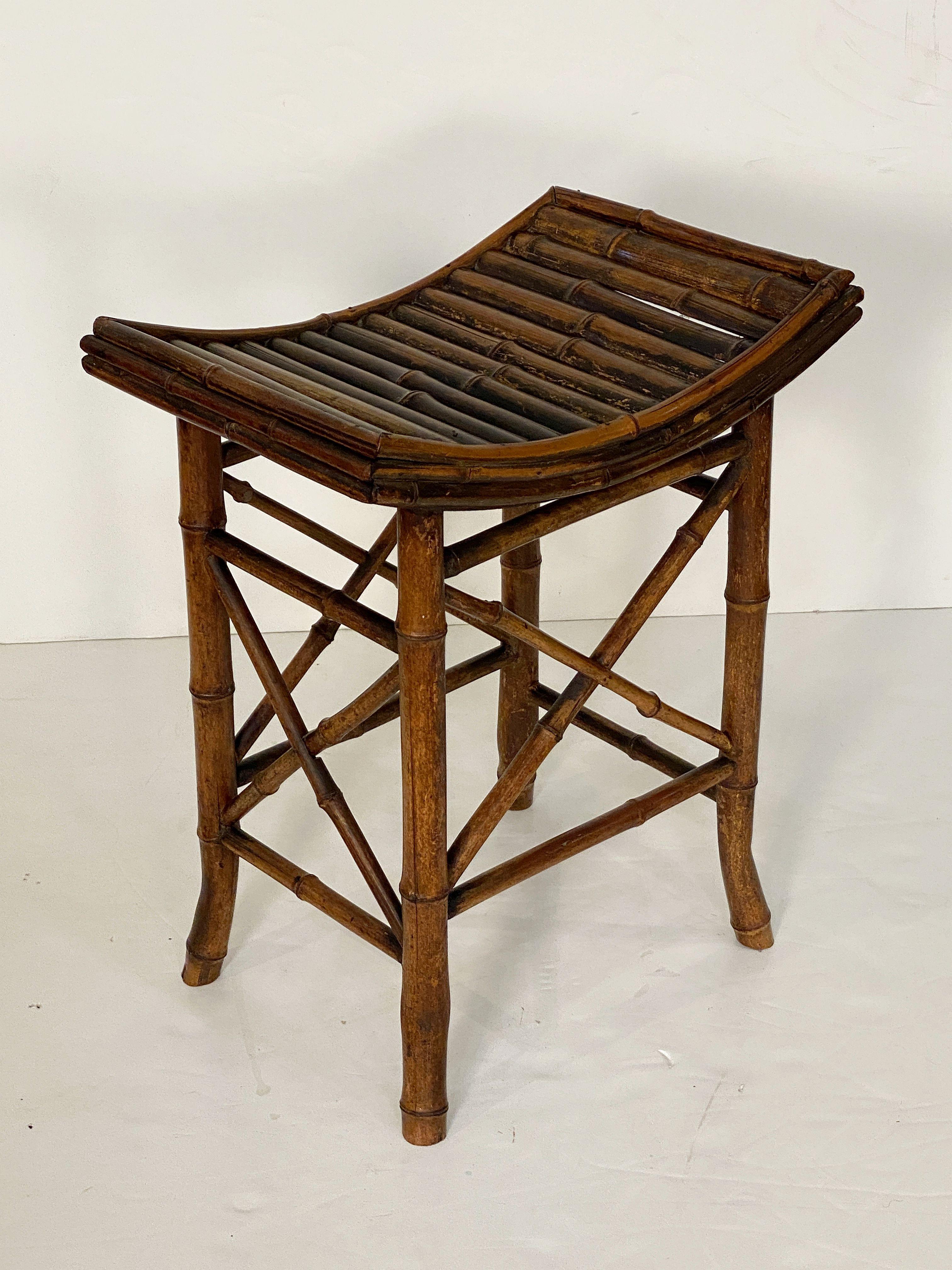 English Bamboo Bench or Stool with Saddle Seat from the Aesthetic Movement Era For Sale 2