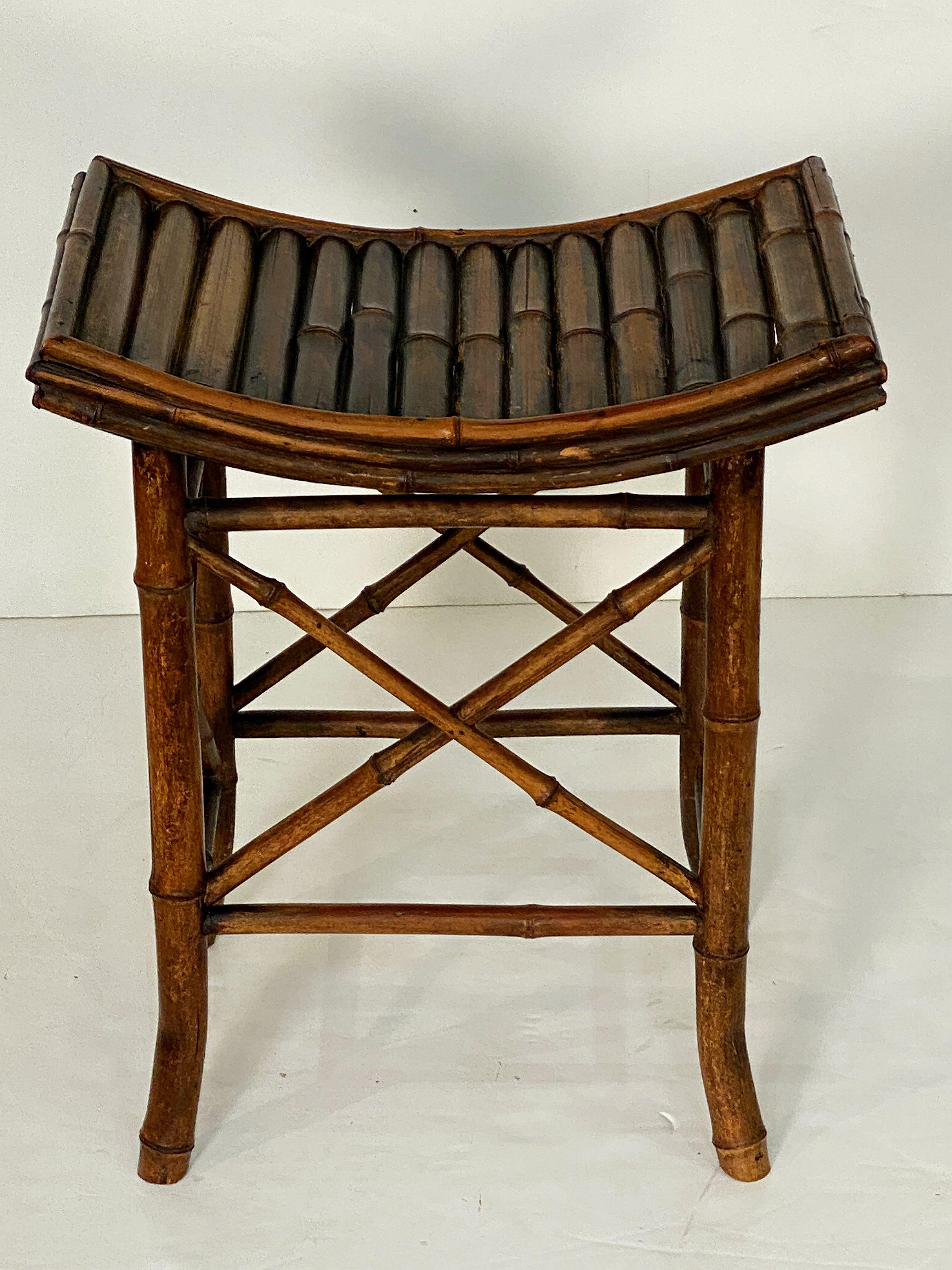 English Bamboo Bench or Stool with Saddle Seat from the Aesthetic Movement Era For Sale 3