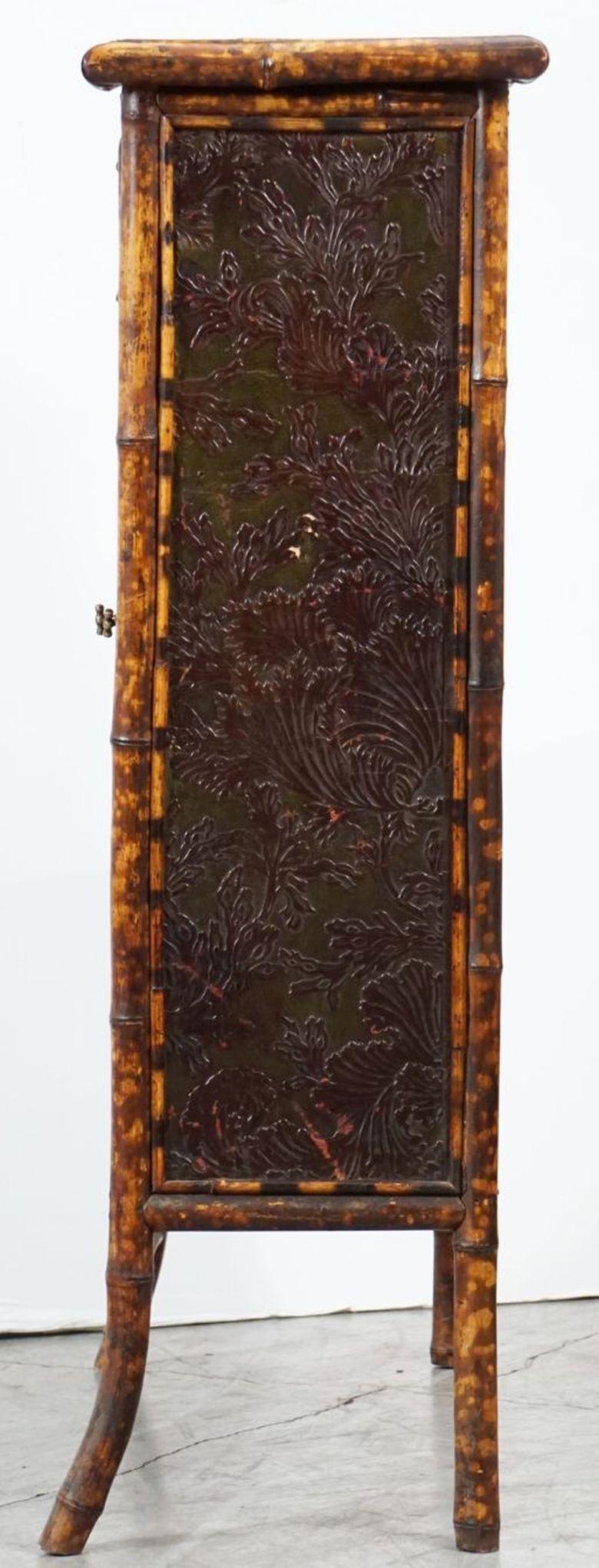 English Bamboo Bookcase Cabinet with Two Glazed Doors 7
