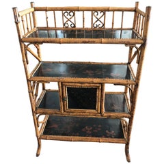 English Bamboo Bookcase Etagere