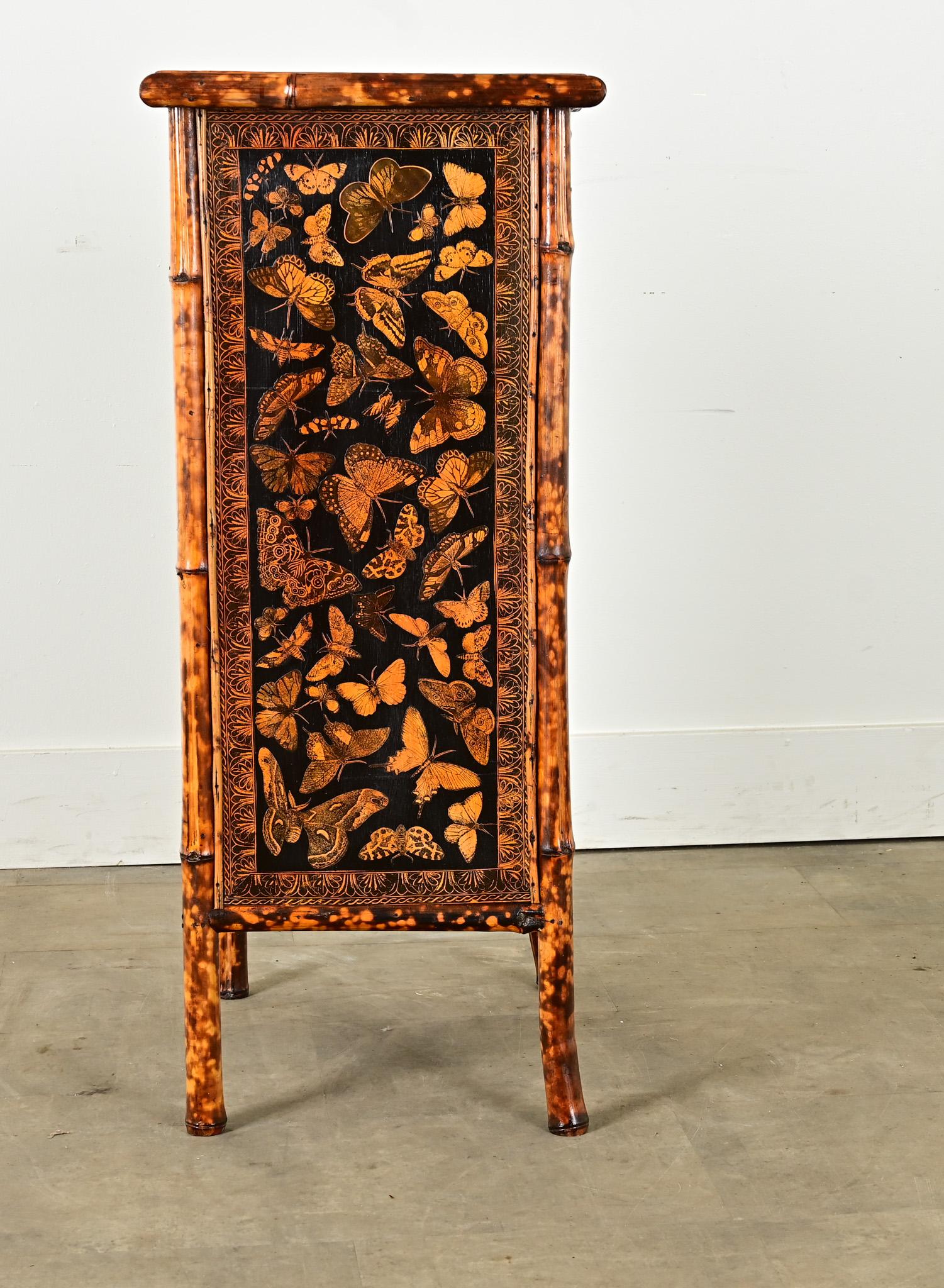 English Bamboo Bookshelf with Butterfly Decoupage 6