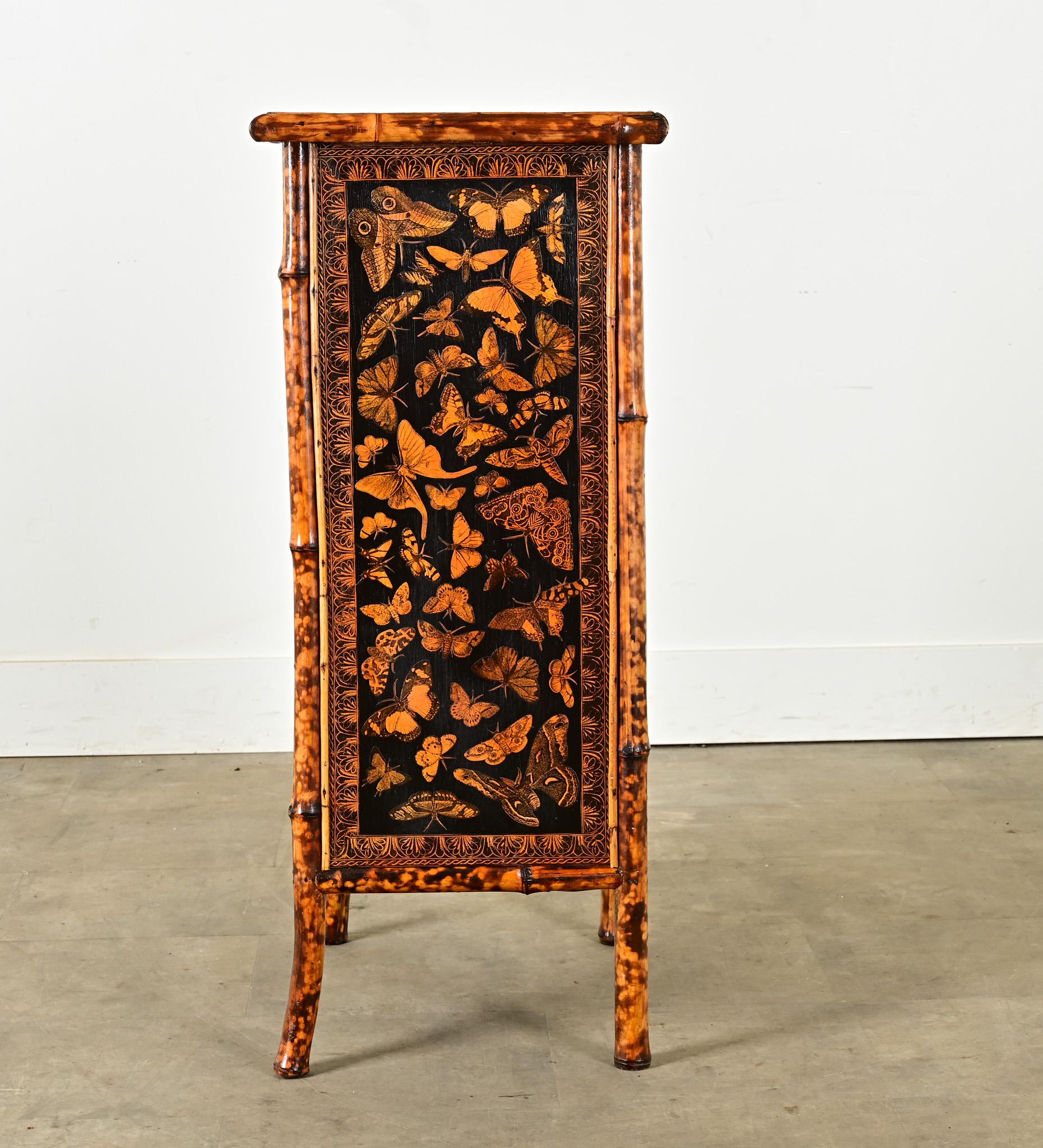 English Bamboo Bookshelf with Butterfly Decoupage 8