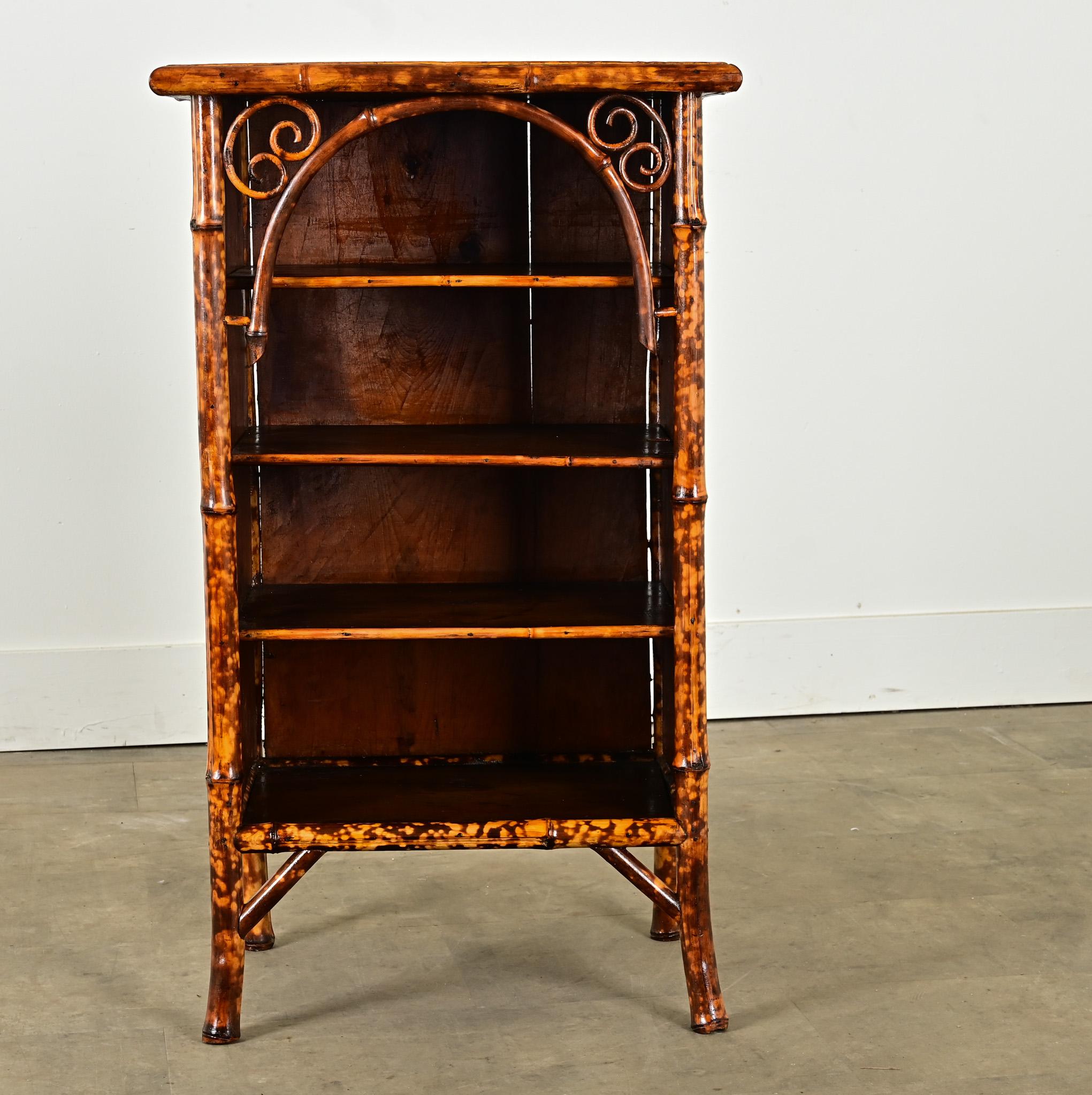 English Bamboo Bookshelf with Butterfly Decoupage 9