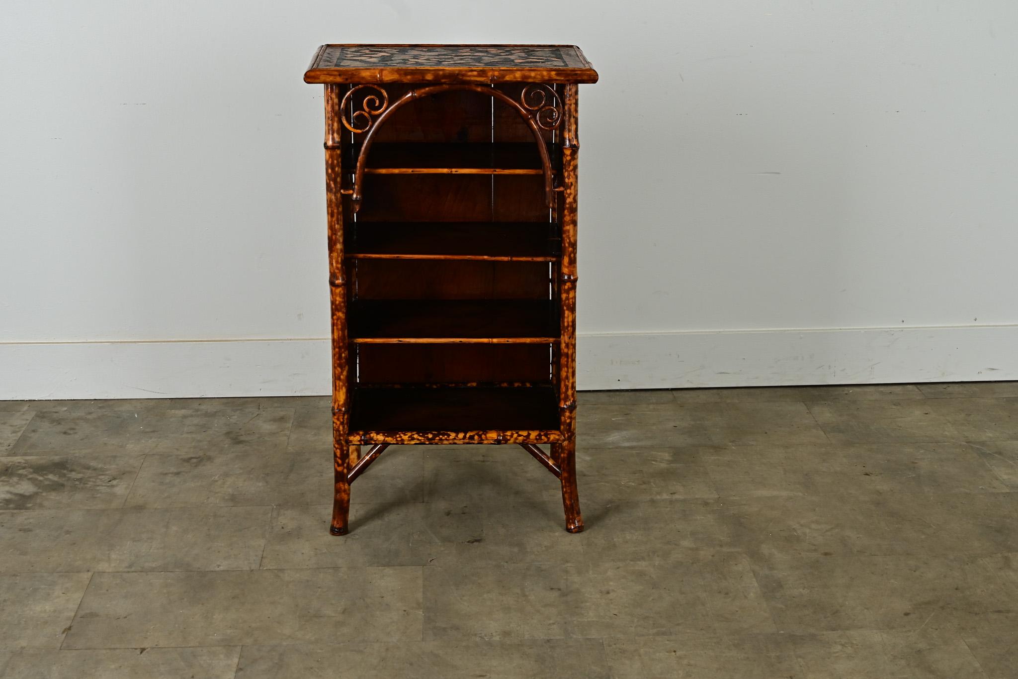 Découpage English Bamboo Bookshelf with Butterfly Decoupage