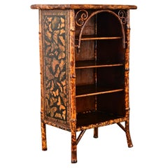 English Bamboo Bookshelf with Butterfly Decoupage