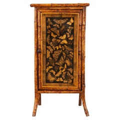Antique English Bamboo Butterfly Cabinet