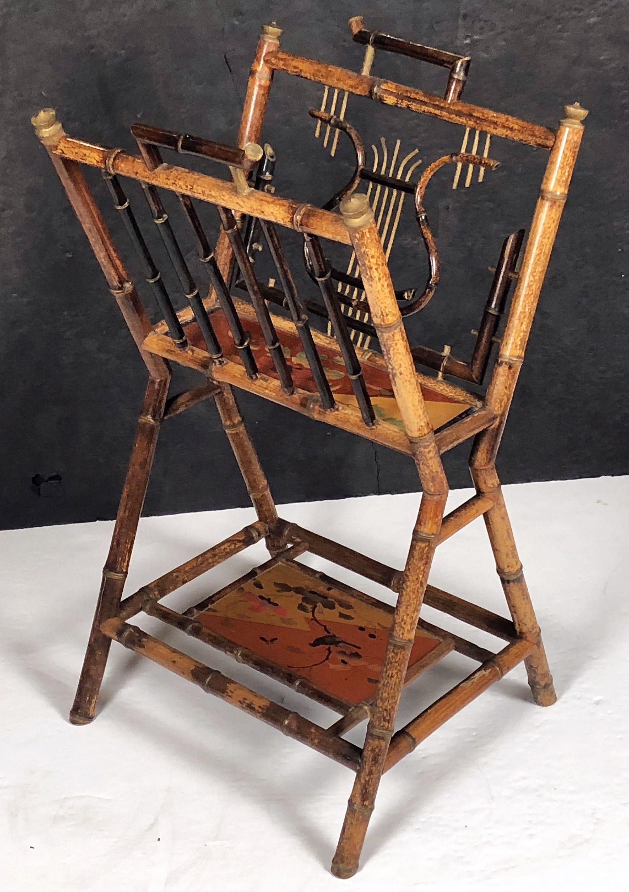 19th Century English Bamboo Canterbury Music Rack or Magazine Stand For Sale