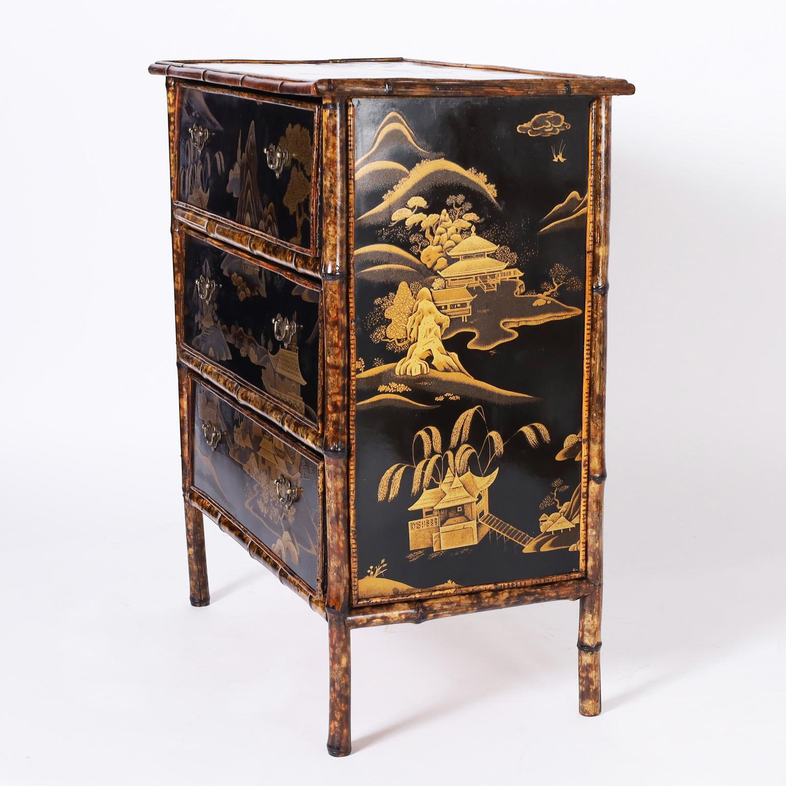 English Bamboo Chinoiserie Chest In Good Condition In Palm Beach, FL