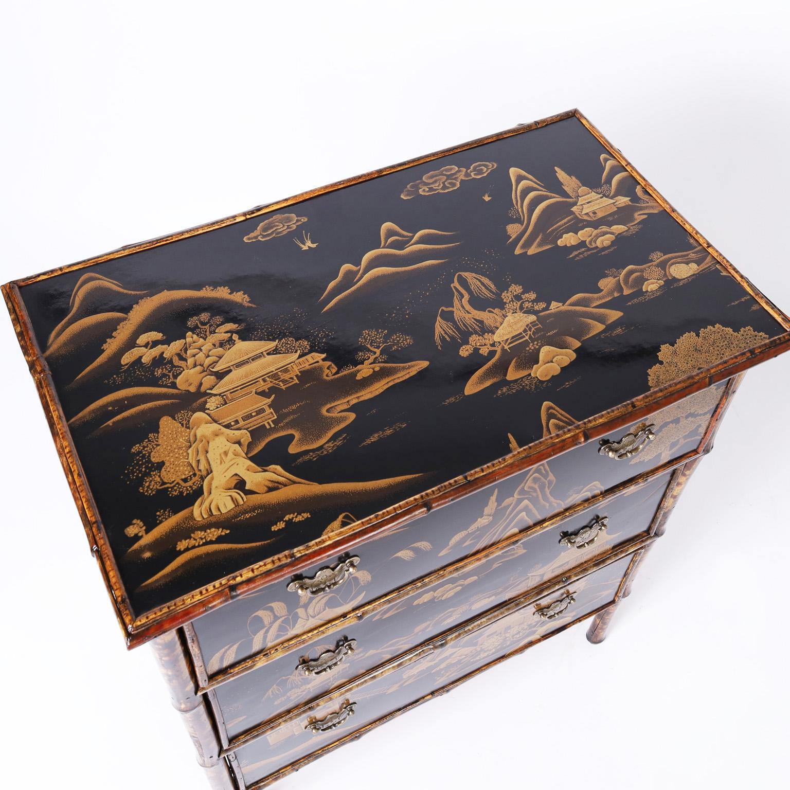 19th Century English Bamboo Chinoiserie Chest