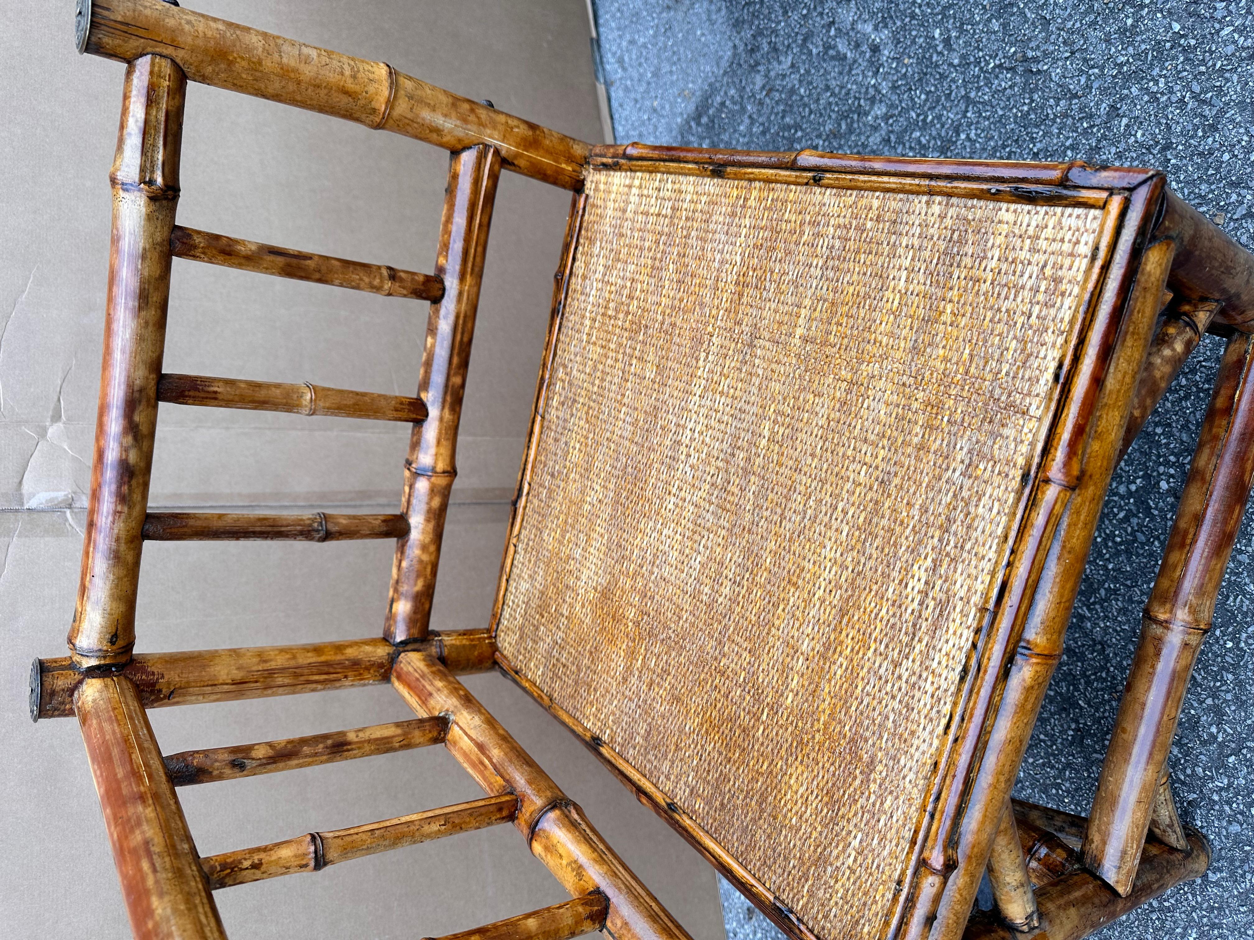 English Bamboo Corner Chair In Excellent Condition For Sale In Nashville, TN