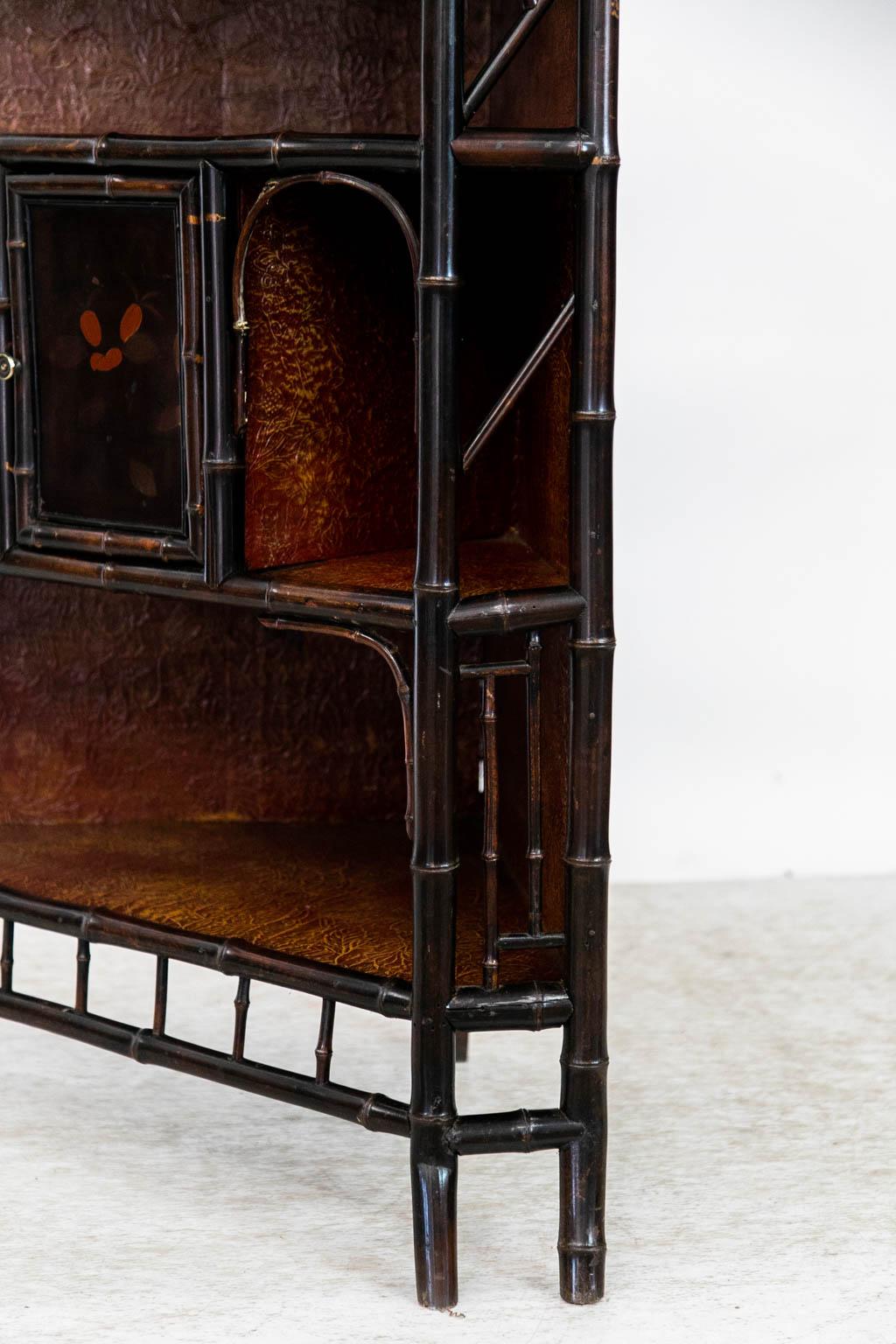 English Bamboo Corner Display Shelf 8