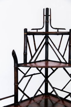 English Bamboo Corner Display Shelf