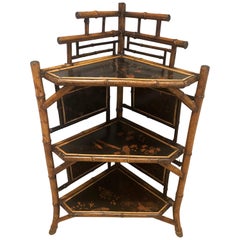 English Bamboo Corner Etagere