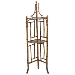 Antique English Bamboo Corner Shelf