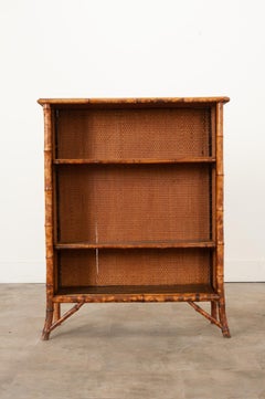 English Bamboo & Decoupage Bookcase