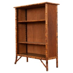 English Bamboo & Decoupage Bookcase
