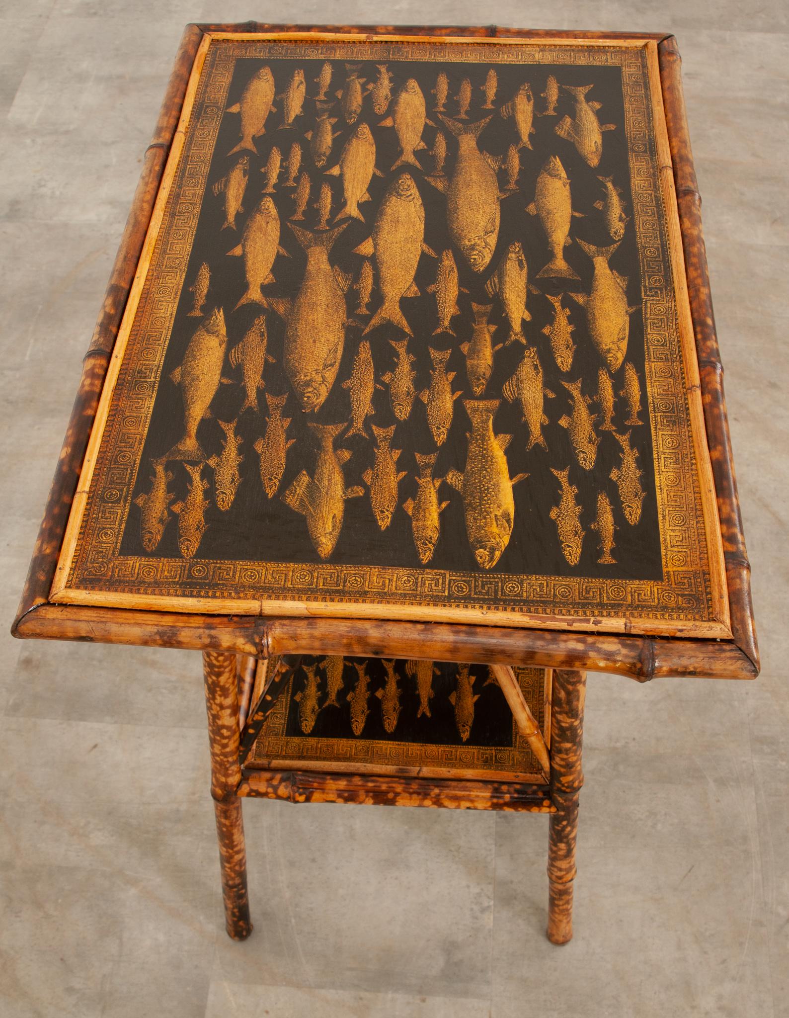 Hand-Crafted English Bamboo Decoupage Table