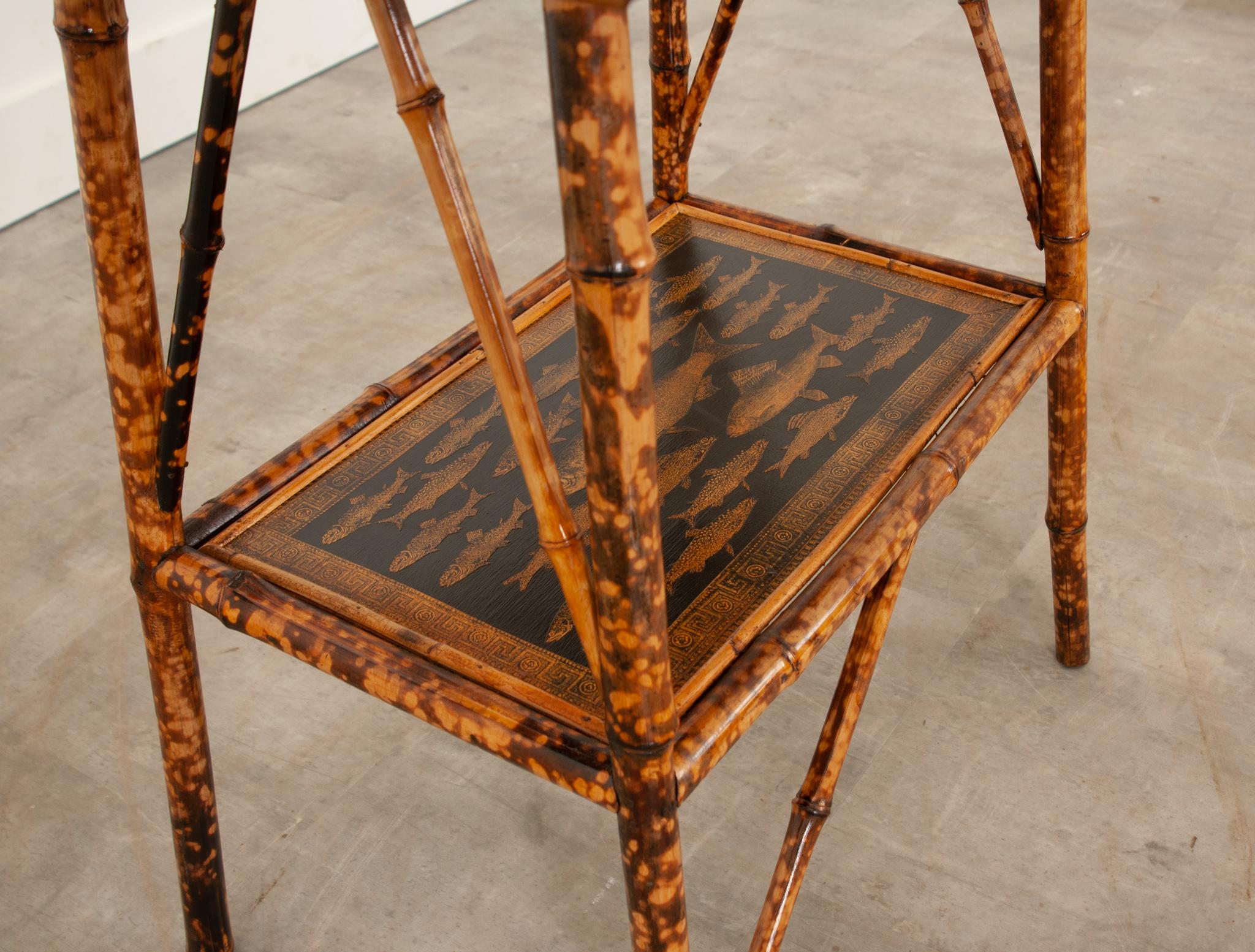 English Bamboo Decoupage Table In Good Condition In Baton Rouge, LA