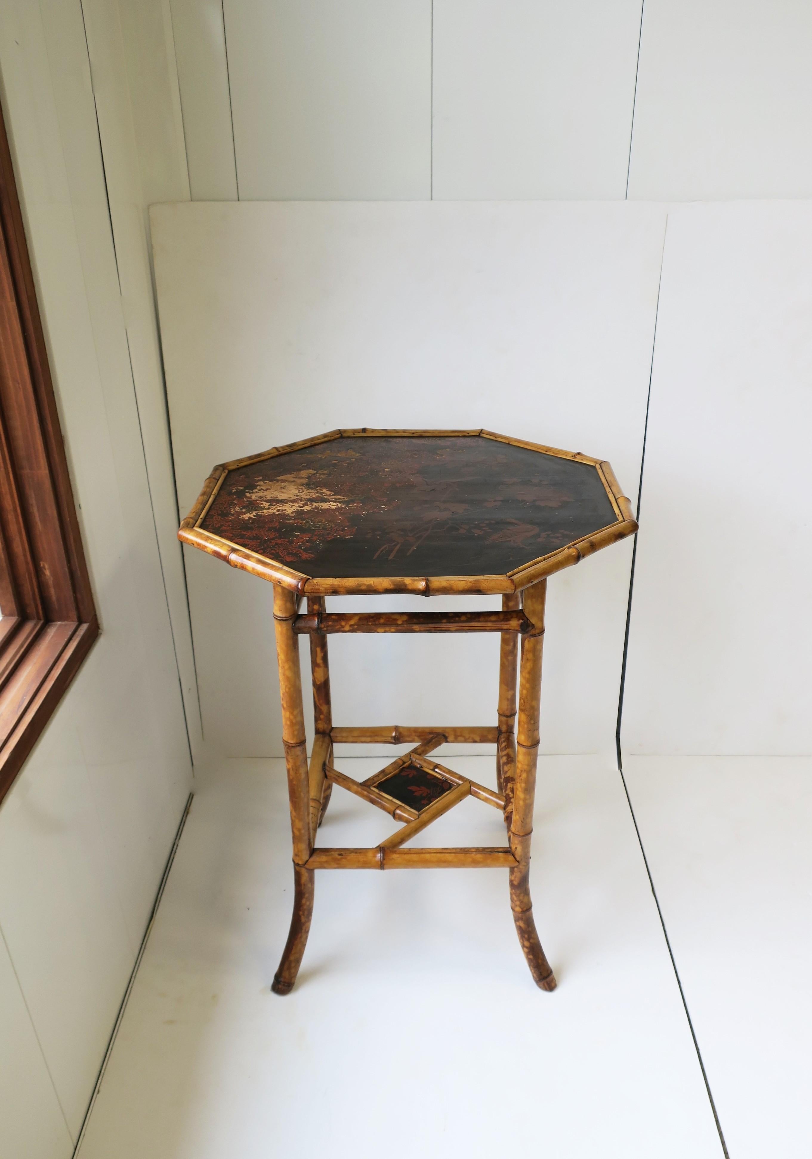 Japanned English Bamboo End Table
