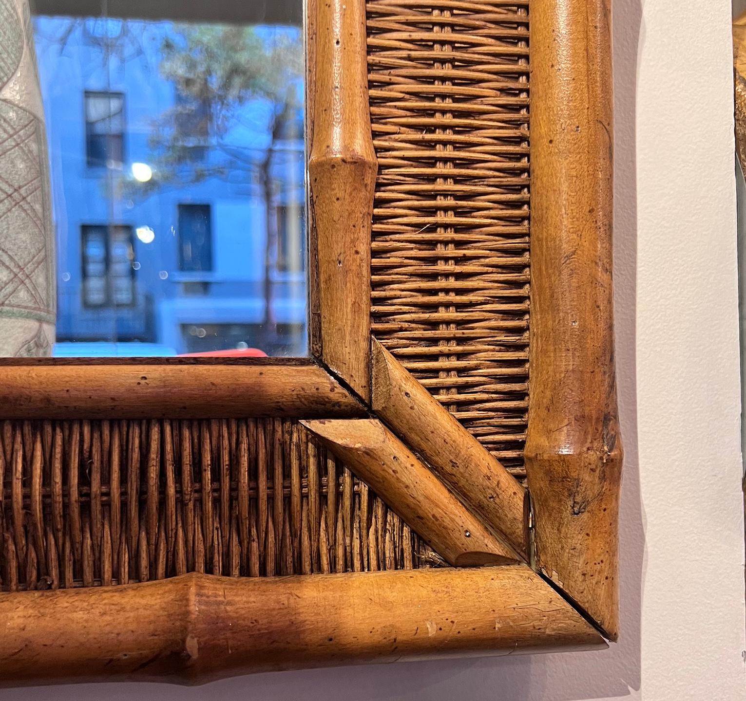 Miroir anglais en bambou Bon état - En vente à New York, NY
