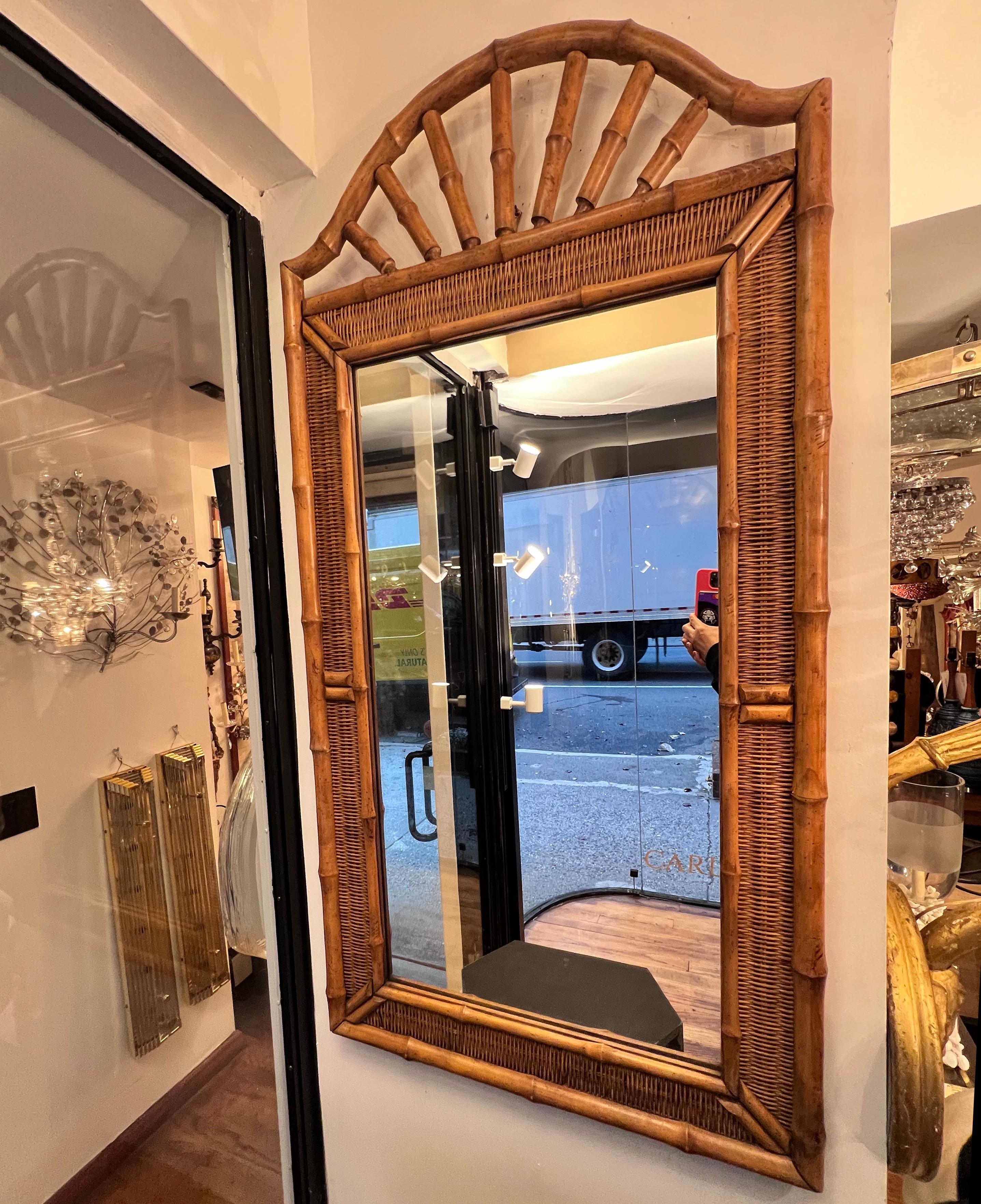 Milieu du XXe siècle Miroir anglais en bambou en vente