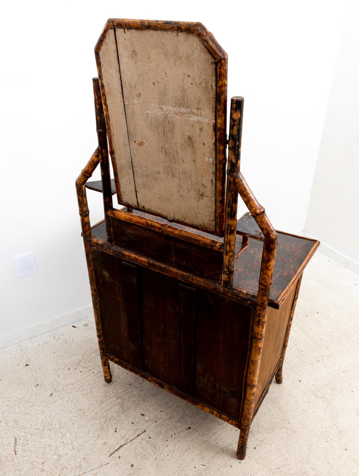 English Bamboo Mirrored Chest For Sale 6