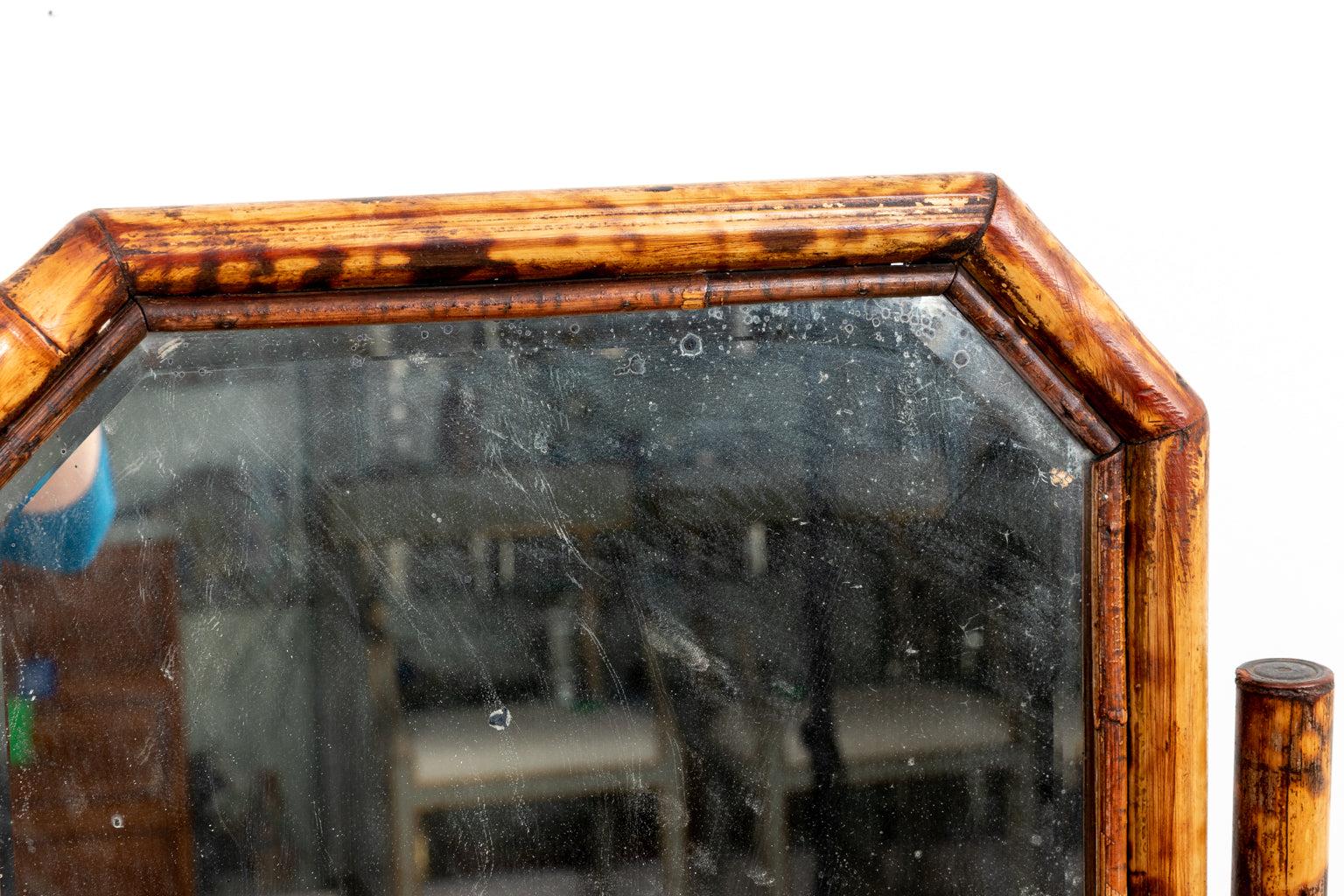English Bamboo Mirrored Chest In Distressed Condition For Sale In Stamford, CT