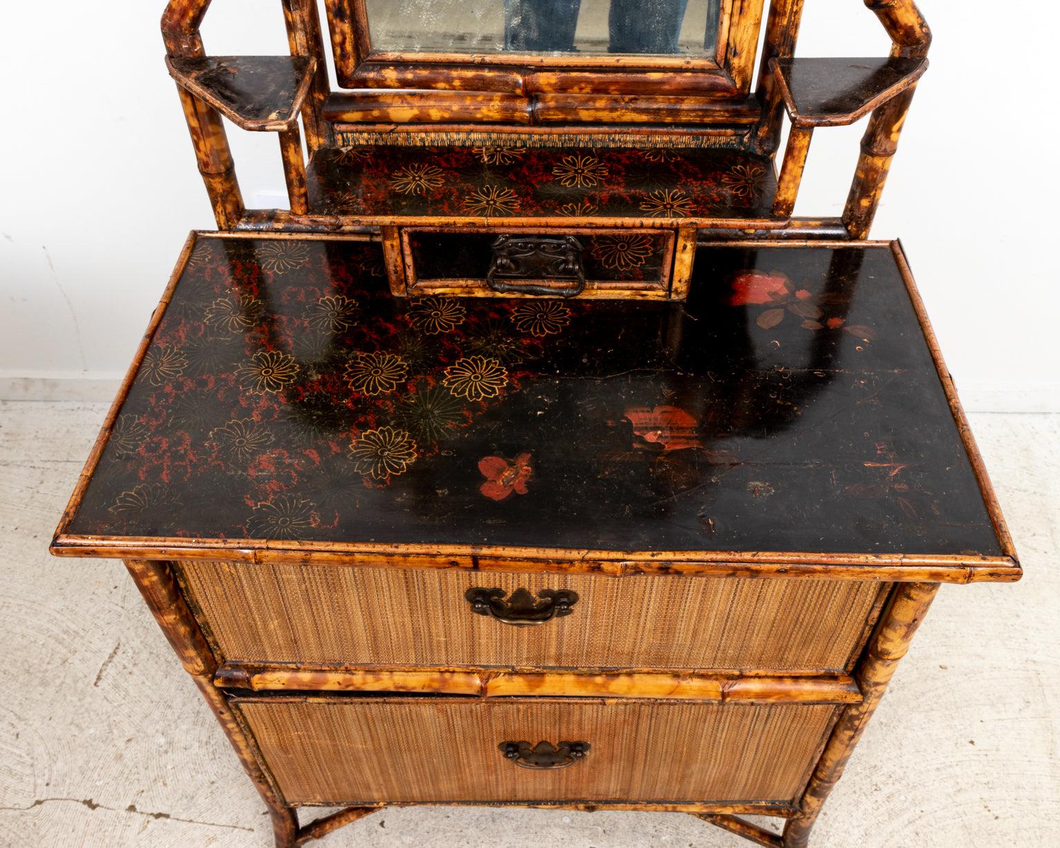 Late 19th Century English Bamboo Mirrored Chest For Sale