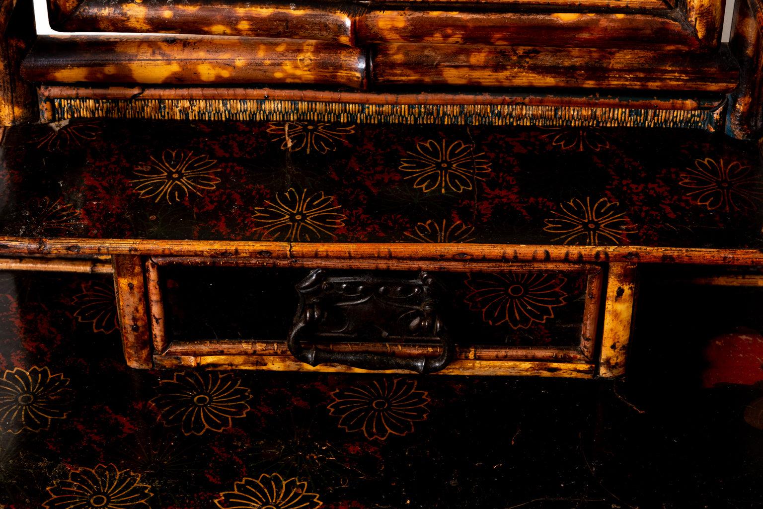 English Bamboo Mirrored Chest For Sale 1