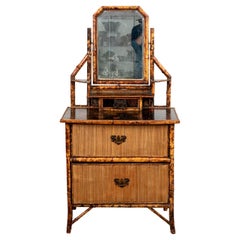 English Bamboo Mirrored Chest