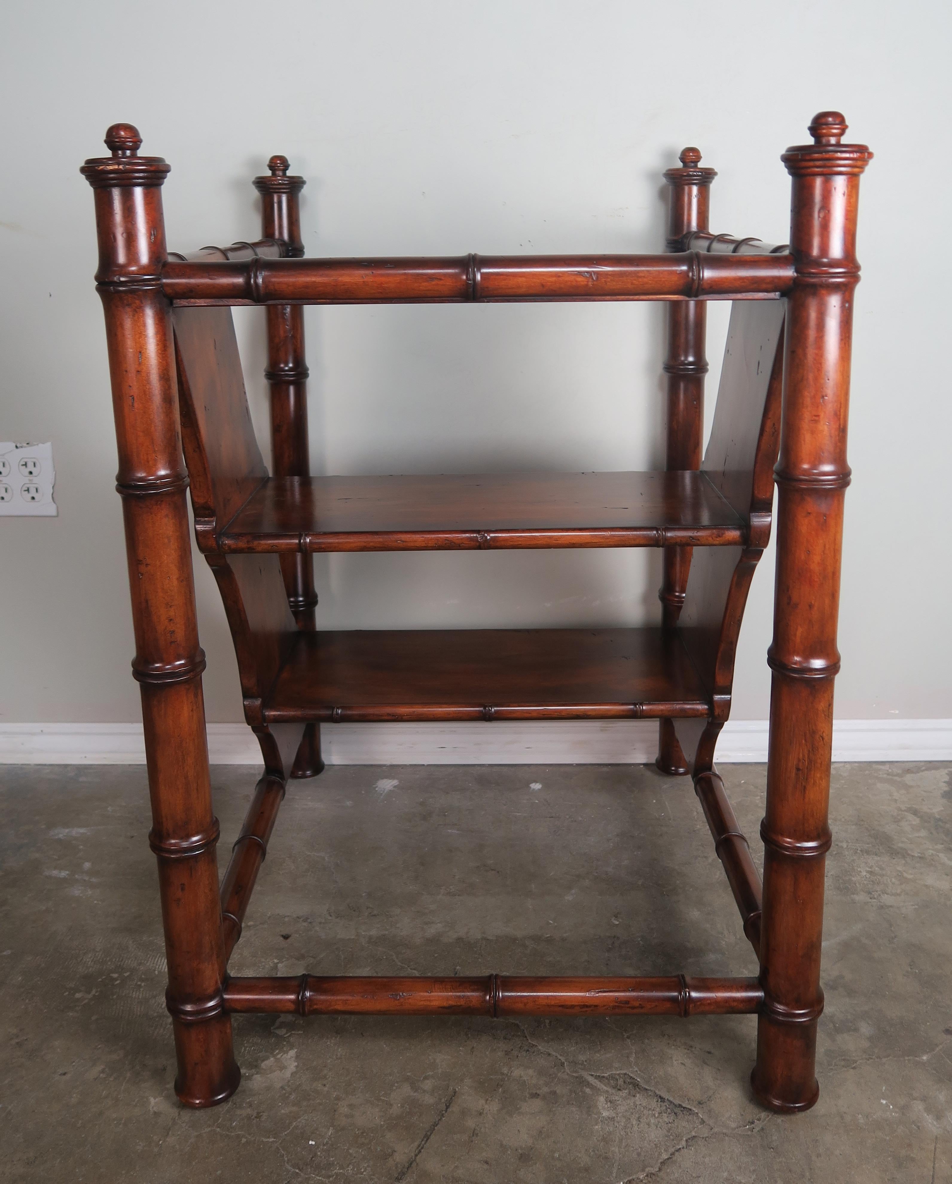 Stained English Bamboo Motif Library Step Ladder