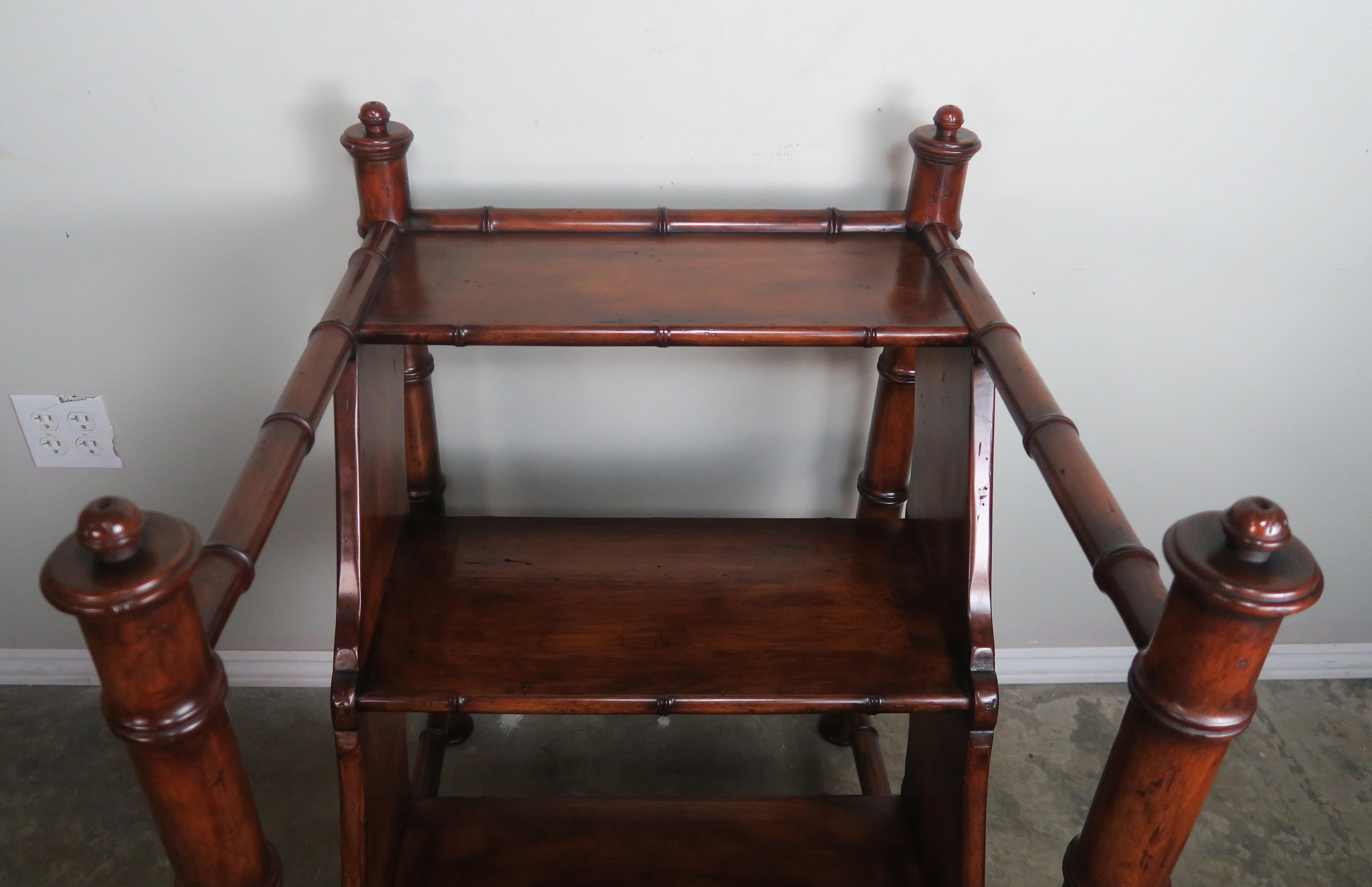 Mahogany English Bamboo Motif Library Step Ladder