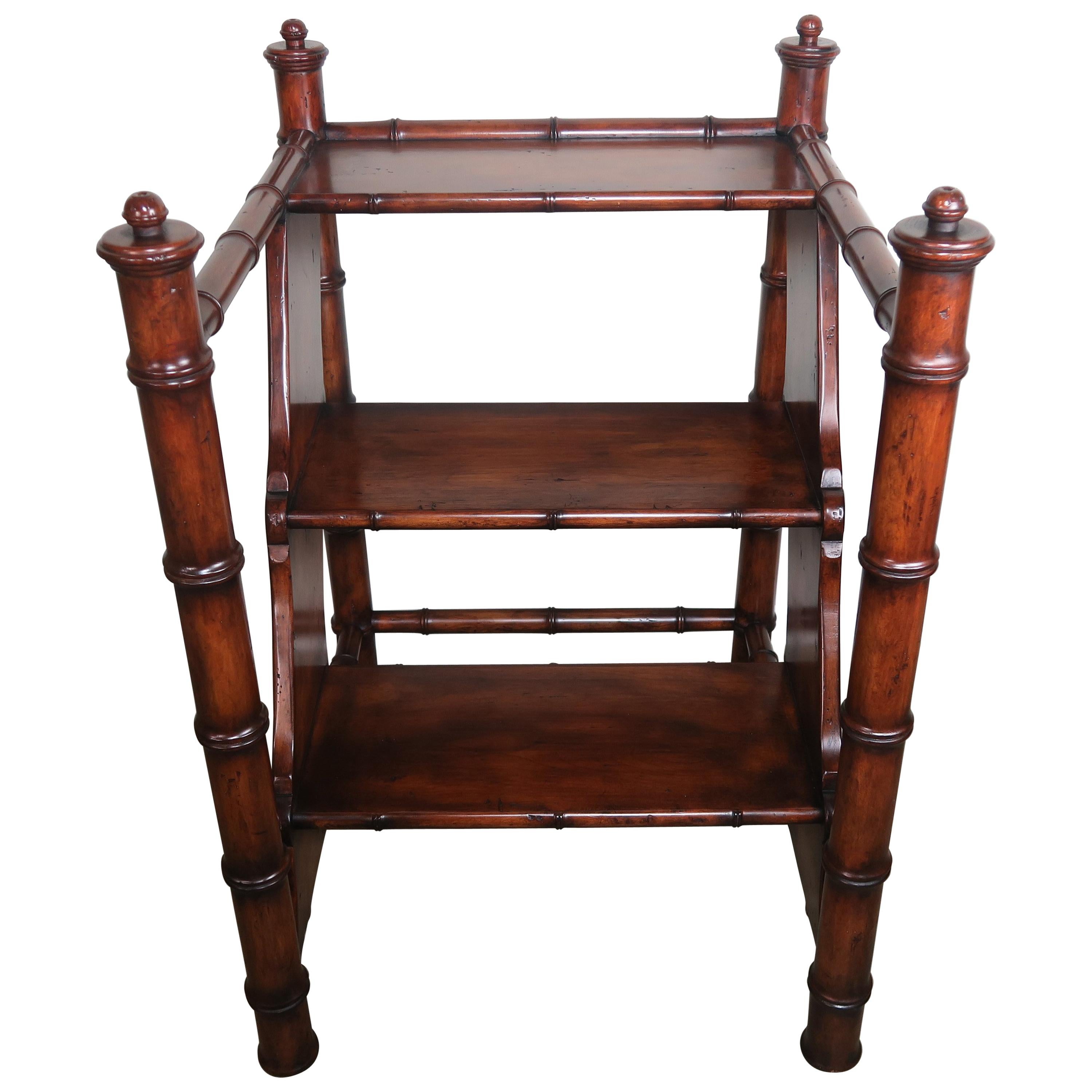 English Bamboo Motif Library Step Ladder