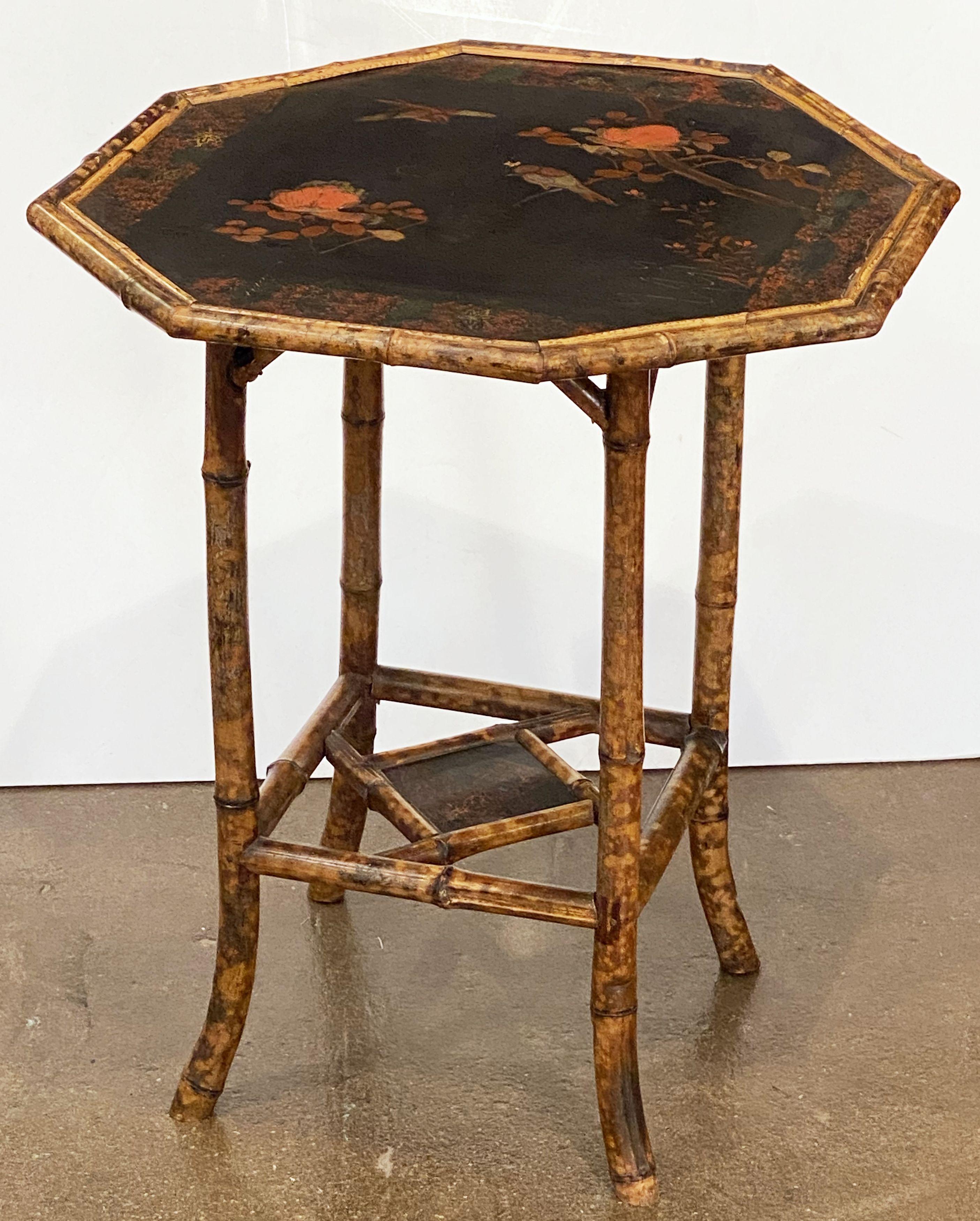 English Bamboo Occasional Table with Octagonal Lacquered Top 5