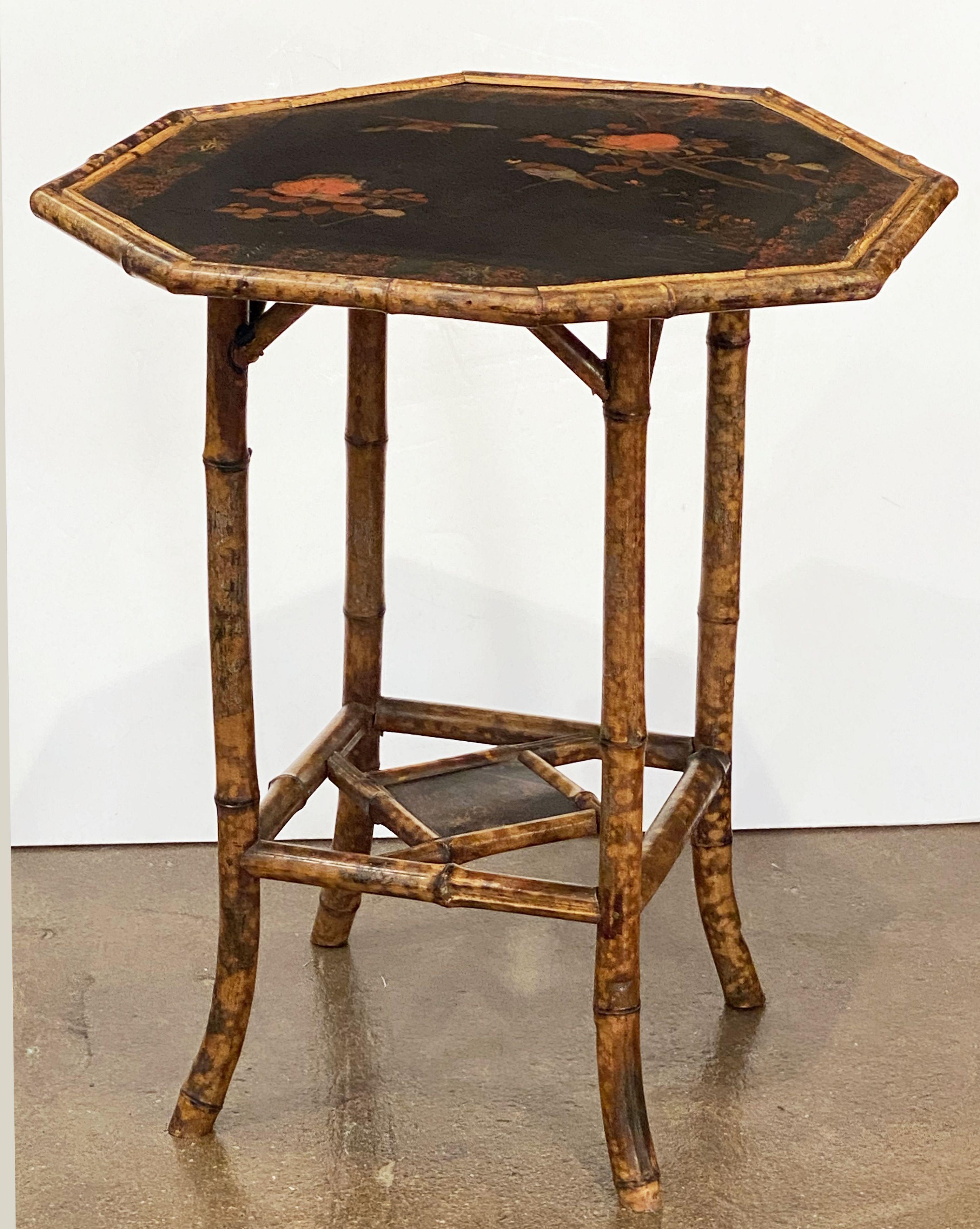 English Bamboo Occasional Table with Octagonal Lacquered Top 4