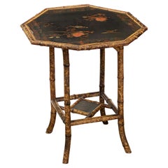 English Bamboo Occasional Table with Octagonal Lacquered Top