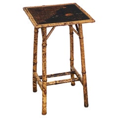 English Bamboo Occasional Table with Square Lacquer Top