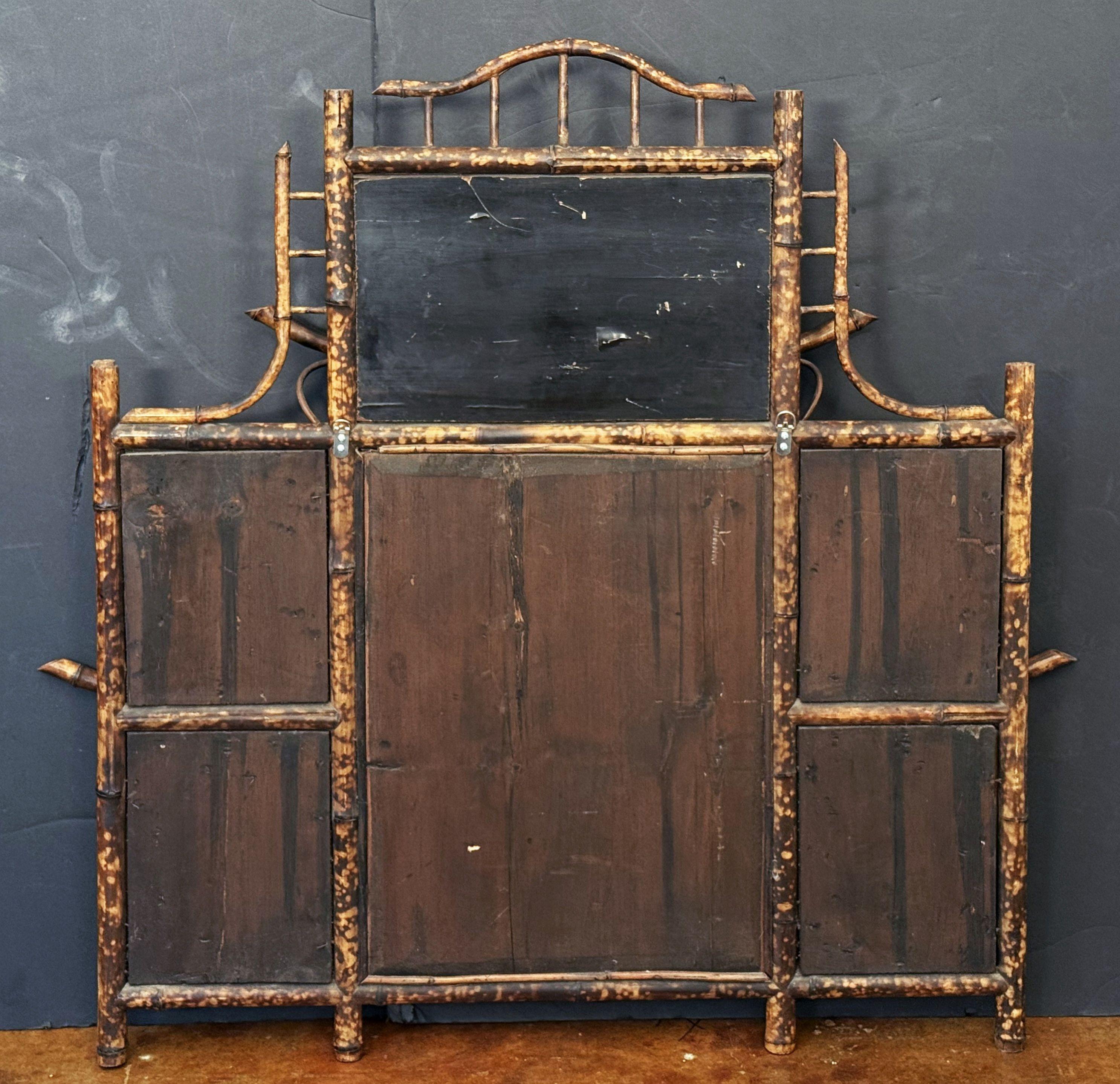 English Bamboo Over Mantle or Wall Mirror - Aesthetic Movement (H 46 x W 48) For Sale 6