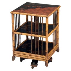 English Bamboo Revolving or Rotating Library Bookcase, circa 1870-1910