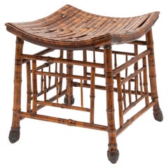 Tabouret Thebes anglais en racine de bambou de style néo-égyptien Liberty & Co, non marqué