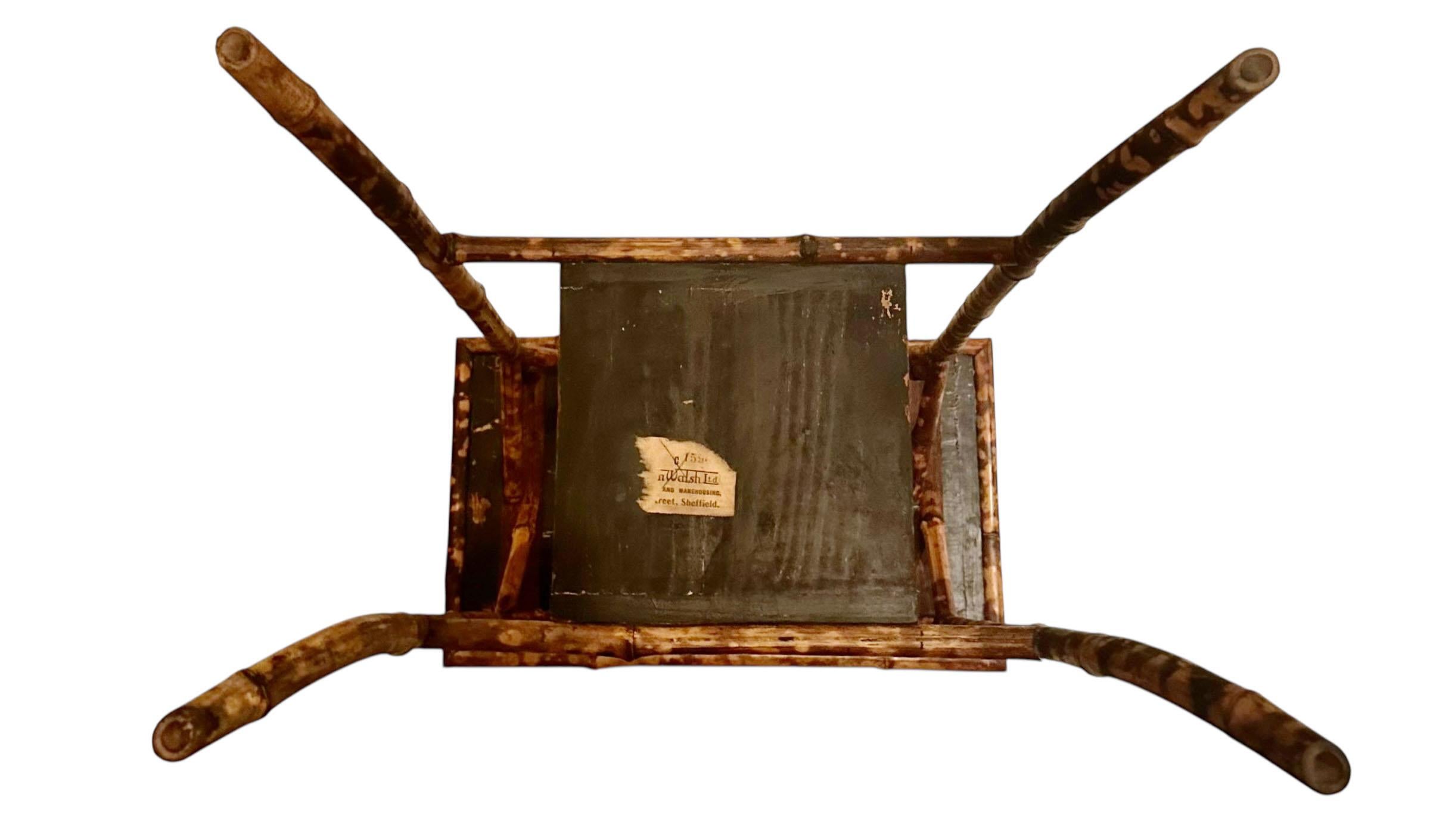 English Bamboo Side Table with Painted Panels For Sale 6