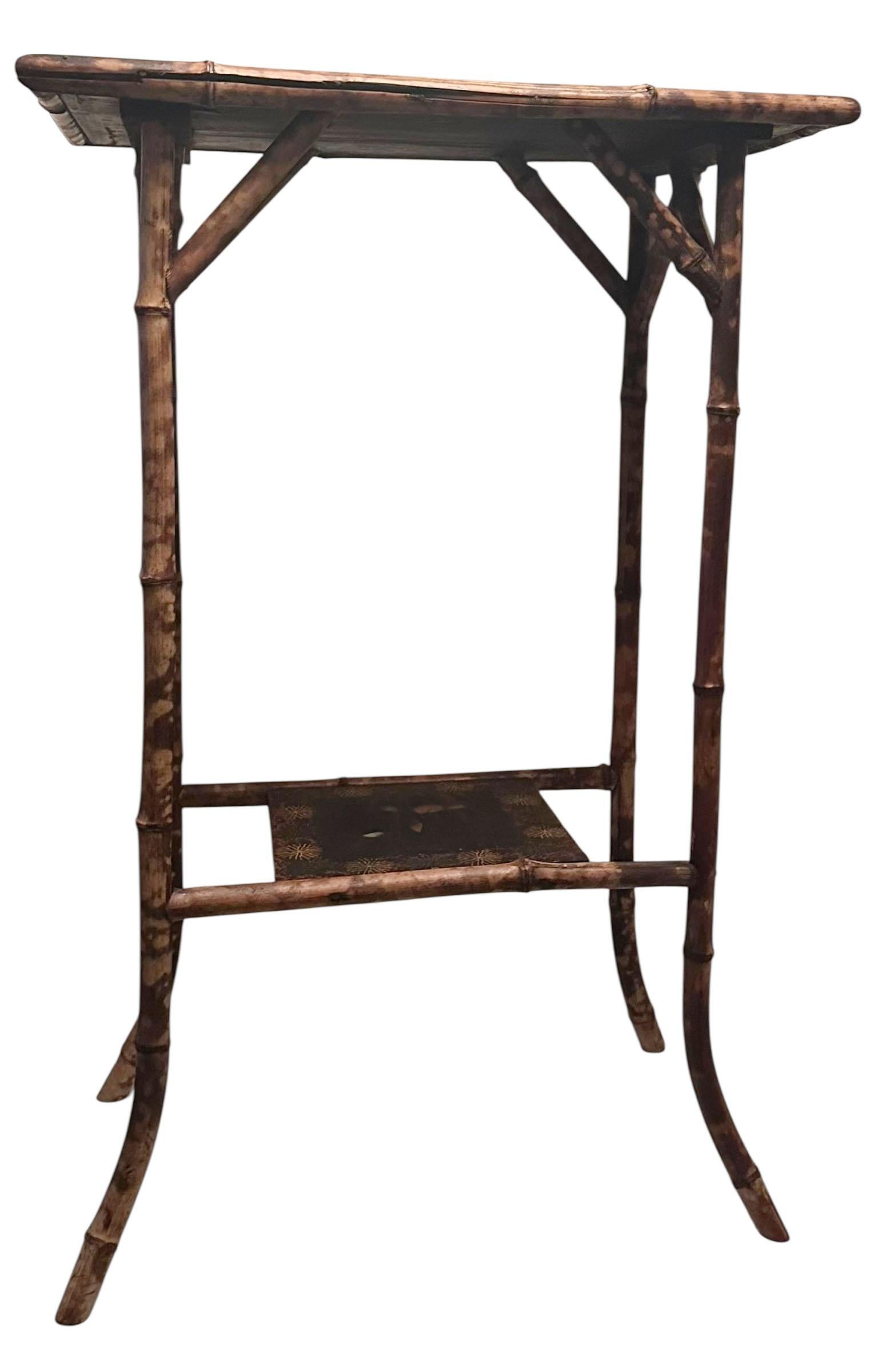 English Bamboo Side Table with Painted Panels For Sale 1