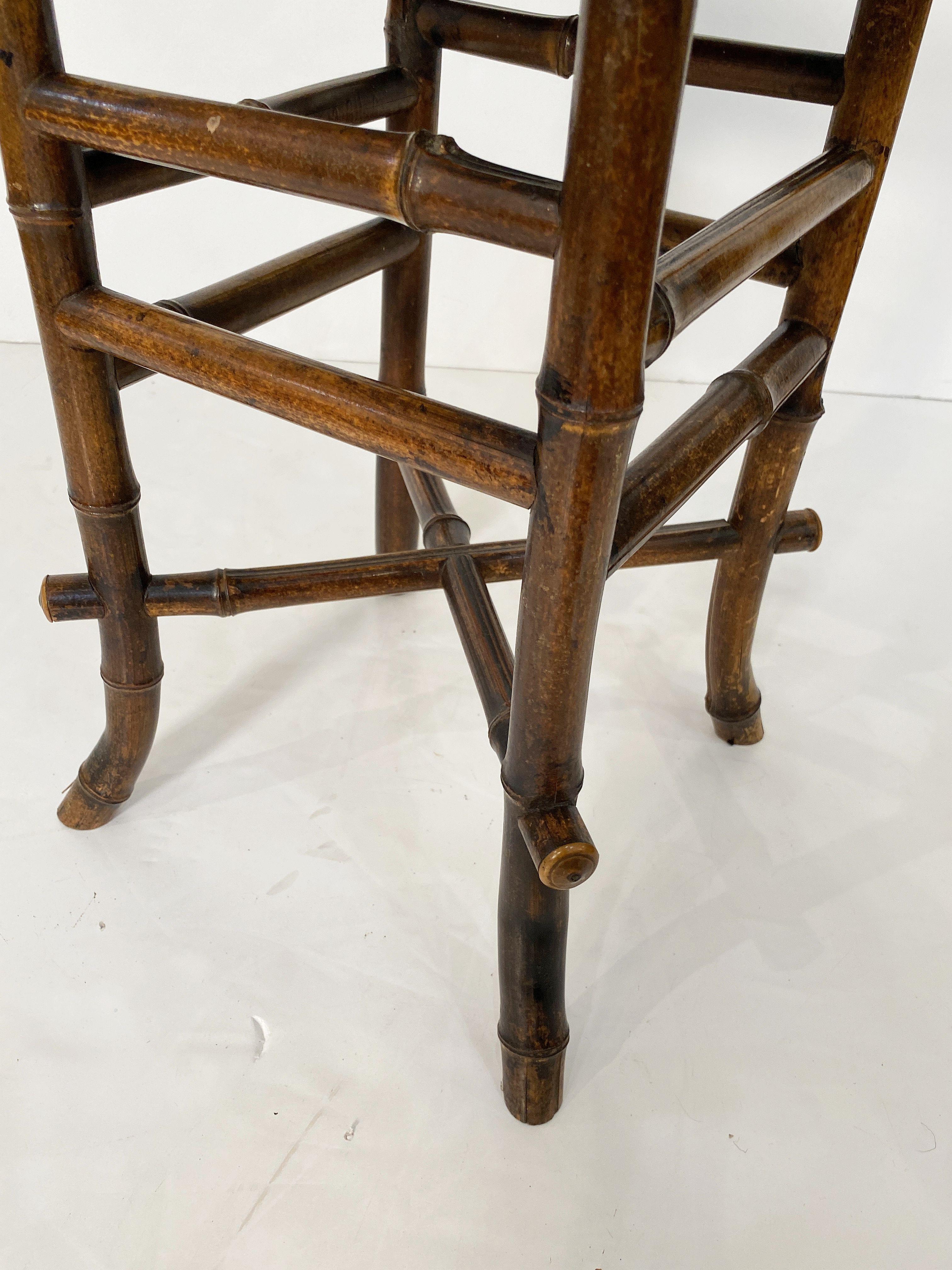 English Bamboo Table or Stool with Tile Seat from the Aesthetic Movement Era For Sale 7