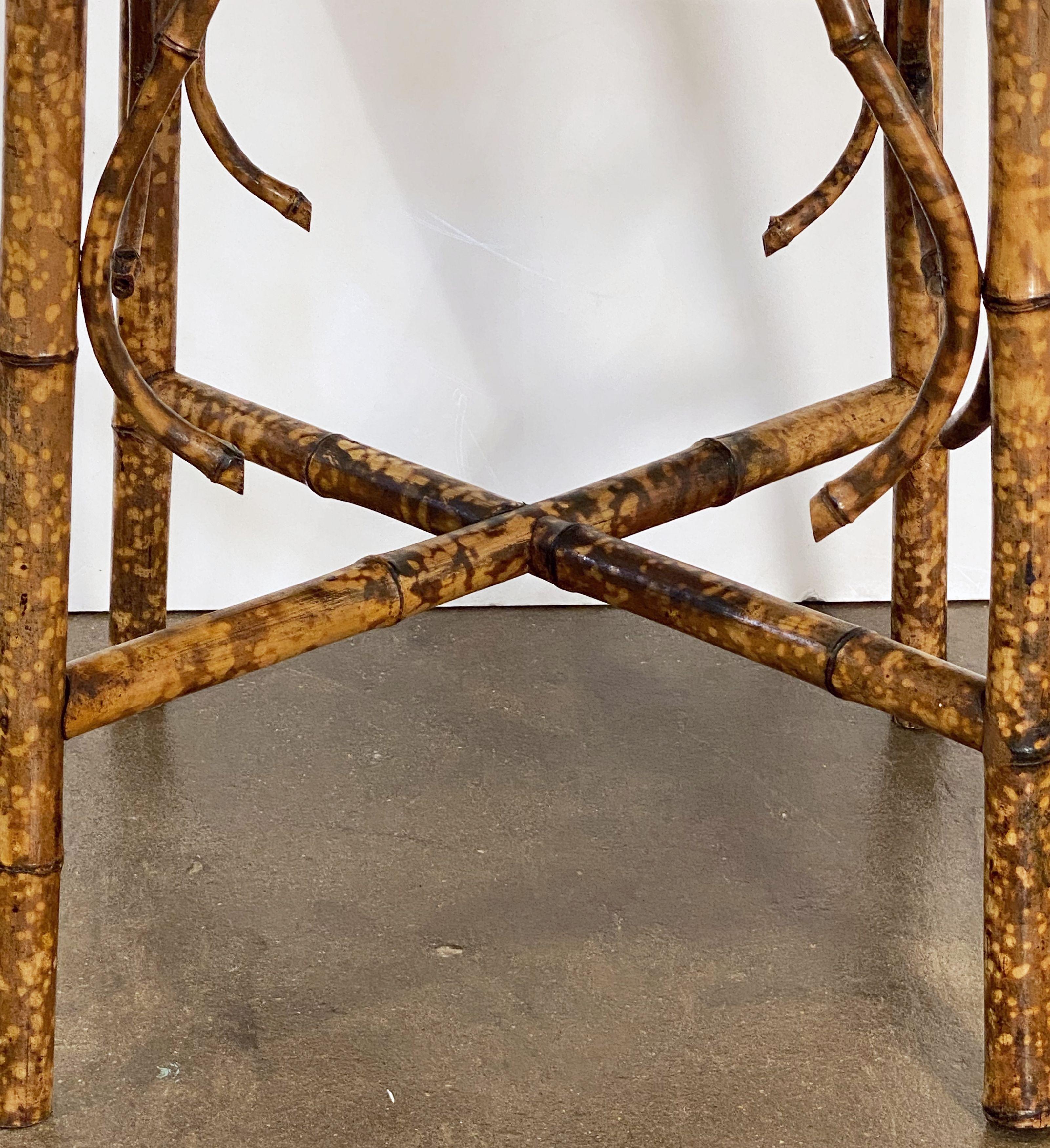 English Bamboo Table with Embossed Leather Square Top 9