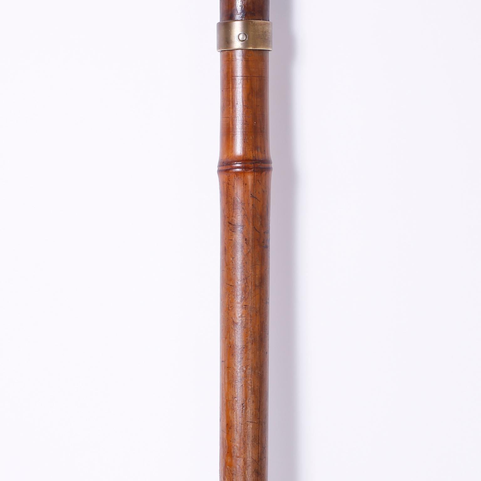 20th Century English Bamboo Walking Stick with Seat or Hunting Seat